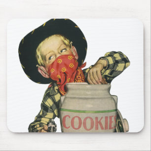 Mousepad Vintage Cowboy Toy Gun Mão no Jar Cookie