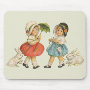 Mousepad Vintage Crianças e Coelhos