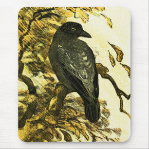 Mousepad Vintage Crow Perch num galho Theo van Hoytema