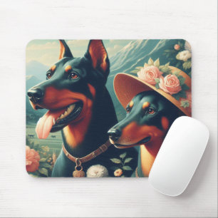 Mousepad Vintage Cute Doberman Painting