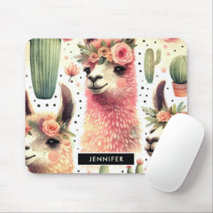 Mousepad Vintage Cute Llama Watercolor