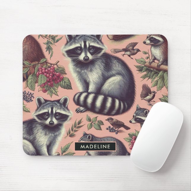 Mousepad Vintage Cute Racoon (Com mouse)