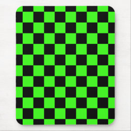Mousepad Vintage da placa de xadrez preto neon verde