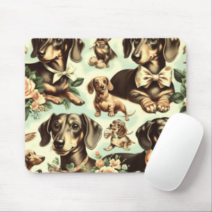 Mousepad Vintage Dachshund Seamless