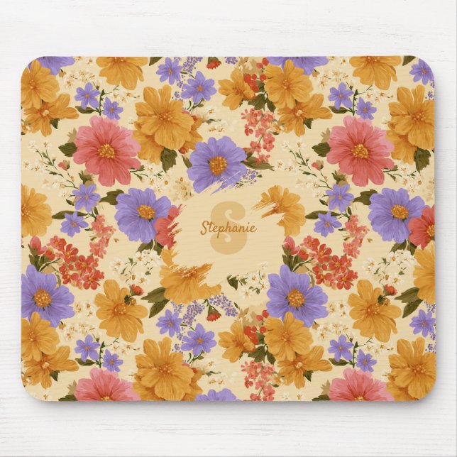 Mousepad Vintage Daisy Floral Pattern (2) (Frente)
