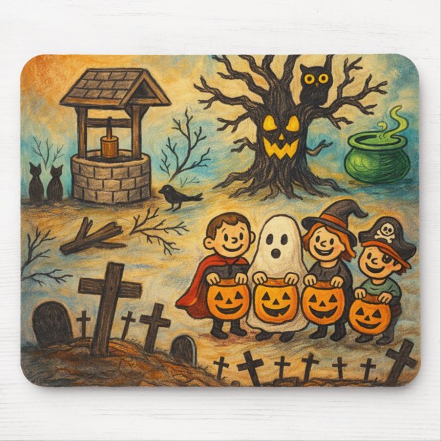 Mousepad Vintage de Halloween Trick-or-Treat (Frente)