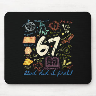 Mousepad Vintage Deus Fez Primeiro 67 Seis Sete Meme Cristã