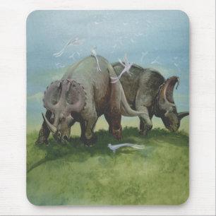 Mousepad Vintage Dinosaurs, Centrosaurus Grazing in Meadow