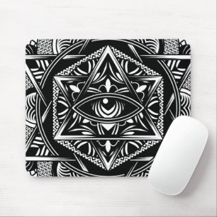 Mousepad Vintage Egito Viagem Antigo Olho Mandala Negro