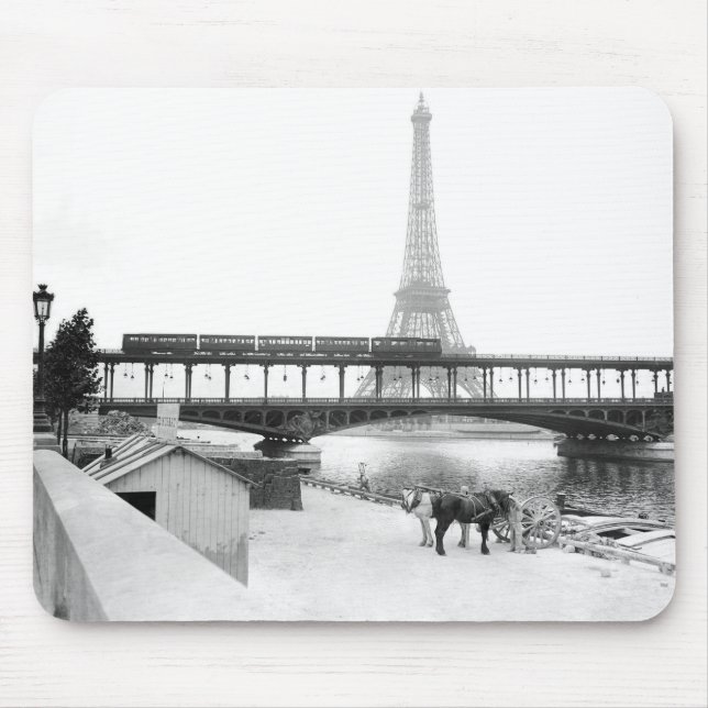 Mousepad Vintage Eiffel Tower fotografia Paris França 1800 (Frente)