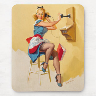 Mousepad Vintage Elvgren Telephone Pin-up Girl Retro