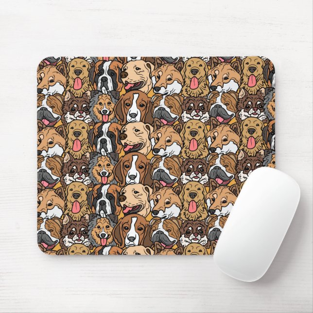 Mousepad Vintage Engraçado Cachorros Engraçado Rostos (Com mouse)