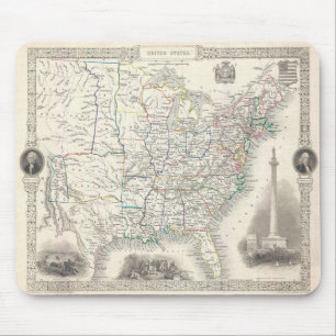 Mousepad Vintage Estados Unidos Mapa por Tallis e Rapkin