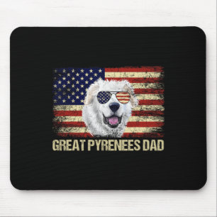Mousepad Vintage Excelente Pirenéus Pai American Flag Usa 4