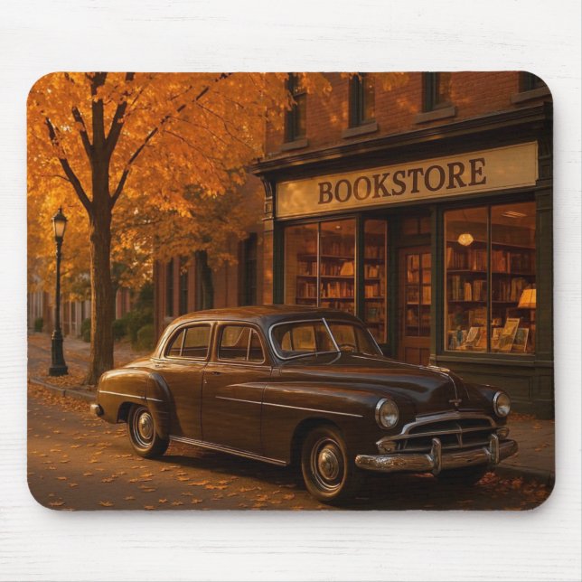 Mousepad Vintage Fall/Autumn livraria & car (Frente)