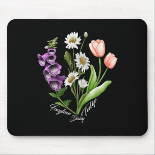 Mousepad Vintage Floral Plant Foxglove Daisy Tulip Flower G