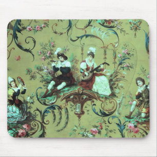Mousepad Vintage French Sage Green Toile Victorian Floral
