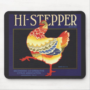 Mousepad Vintage Fruta Crate Label Art, Hi Stepper Chicken