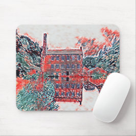 Mousepad Vintage Gibson Mill Red Impressionist Sketch