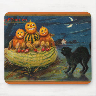 Mousepad Vintage Halloween Party Black Cat Scarpkins