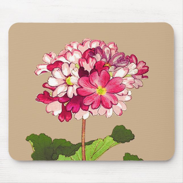 Mousepad Vintage Hydrangea japonesa. Rosa e Verde (Frente)