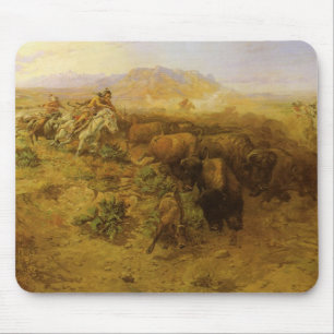 Mousepad Vintage Indians, Buffalo Hunt por CM Russell
