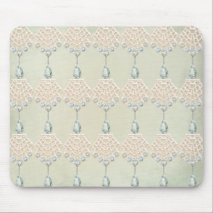 Mousepad Vintage invernal lace teal rhinestones vitorioso