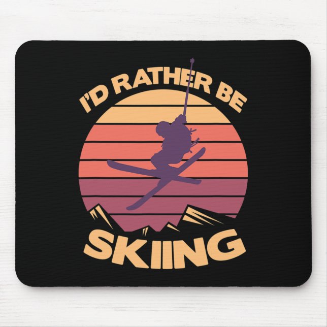 Mousepad Vintage I'Preferencialmente estaria esquiando Snow (Frente)