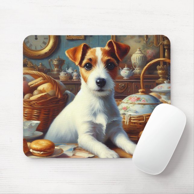 Mousepad Vintage Jack Russell Terrier Painting (Com mouse)