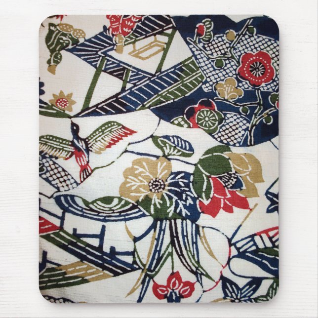Mousepad Vintage Japonês Kimono Textile (Bingata) (Frente)