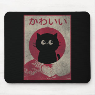Mousepad Vintage Kawaii Cat Negra Japonesa Meninas Presente