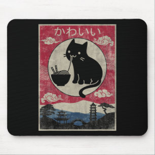 Mousepad Vintage Kawaii Cat Ramen Anima Crianças Japonesas