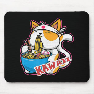 Mousepad vintage kawaii comendo ramen anime retro Japane