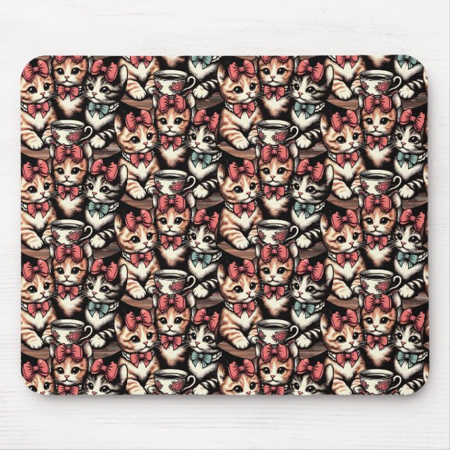 Mousepad Vintage Kittens Tea Party (Frente)