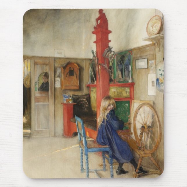 Mousepad Vintage Little Girl at Spinning Wheel (Frente)