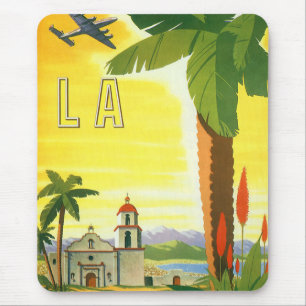 Mousepad Vintage Los Angeles, Missão da Califórnia com Palm