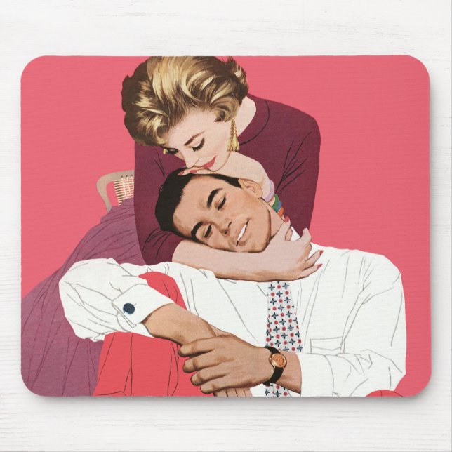 Mousepad Vintage Love and Romance, Newlyweds em rosa (Frente)