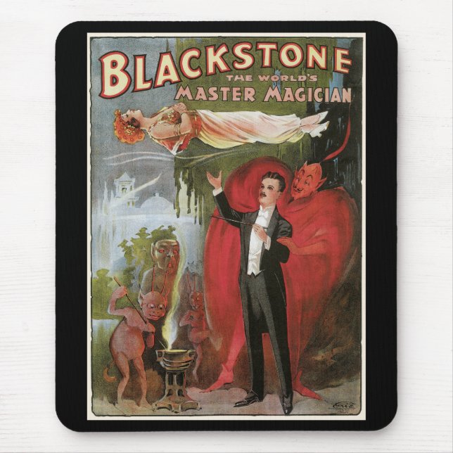 Mousepad Vintage Magic Poster, Excelente Blackstone Magistr (Frente)
