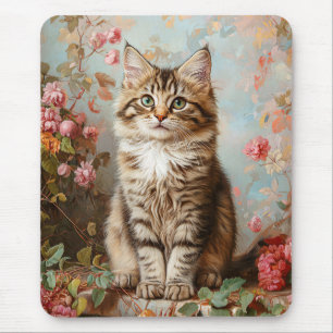 Mousepad Vintage Maine Coon Kitten Pintura