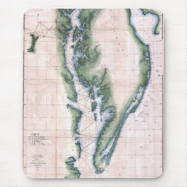 Mousepad Vintage Map Chesapeake Bay e Delaware Bay (Frente)