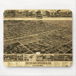 Mousepad Vintage Map of Birmingham, Alabama (1885)