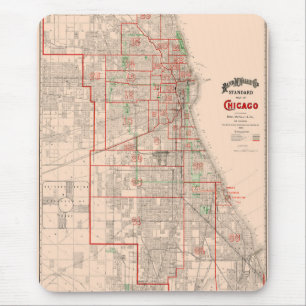 Mousepad Vintage - Mapa antigo de Chicago - 1893