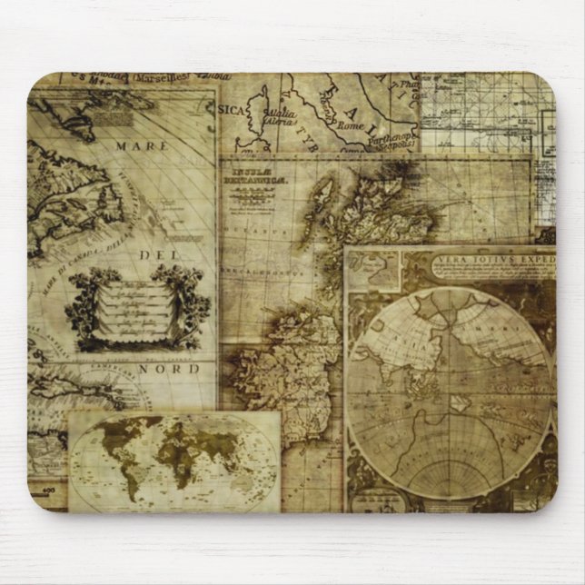 Mousepad Vintage mapas do velho mundo (Frente)