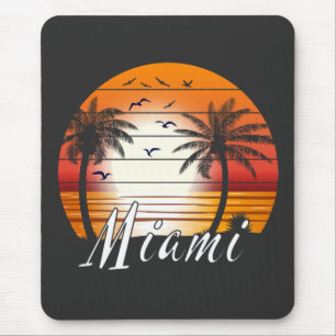 Mousepad Vintage Miami Florida Palm Trees Summer Beach