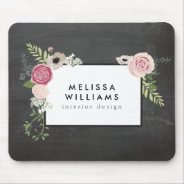 Mousepad Vintage Modern Floral Motif em Chalkboard Designer