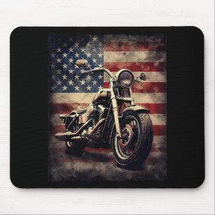 Mousepad Vintage Motorcycle USA Flag Retro Biker American
