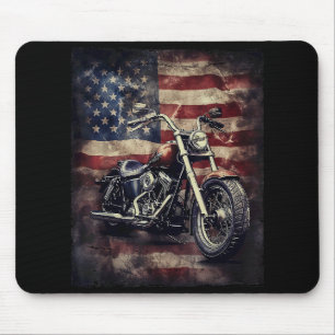 Mousepad Vintage Motorcycle USA Flag Retro Biker American