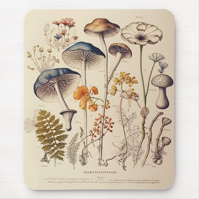 Mousepad Vintage Mushroom Naturalist (Frente)