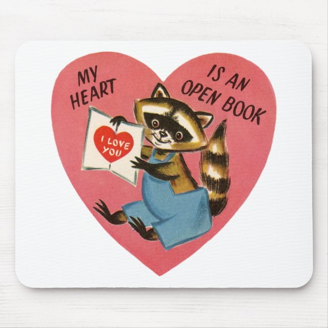 Mousepad Vintage Namorados Raccoon (Frente)