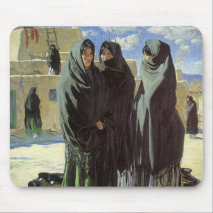 Mousepad Vintage Nativo Americano, Meninas Taos por Walter 